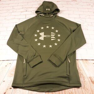 Under Armour Hoodie‎ Mens Size Small Loose Green USA Patriot Flag Workout